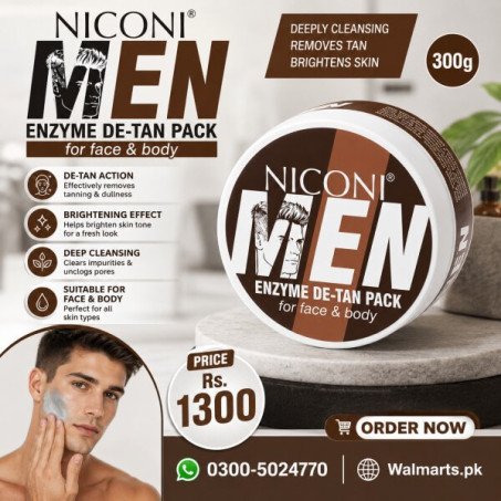 Niconi Men Enzyme De-Tan Pack For Face & Body (300g) In Pakistan